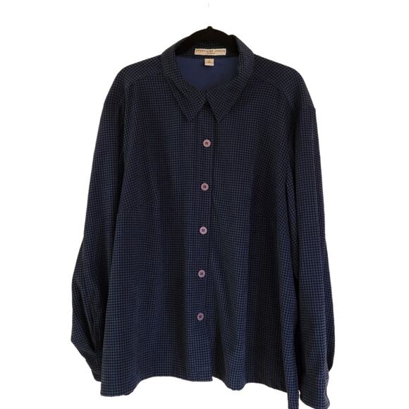Josephine Chaus Tops - Josephine Chaus Woman Velour Navy Blue & Black Houndstooth Check size 3X
